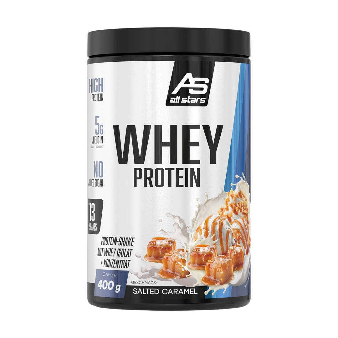 High-quality All Stars 100% Whey Protein powder in a 400g container for muscle recovery and growth