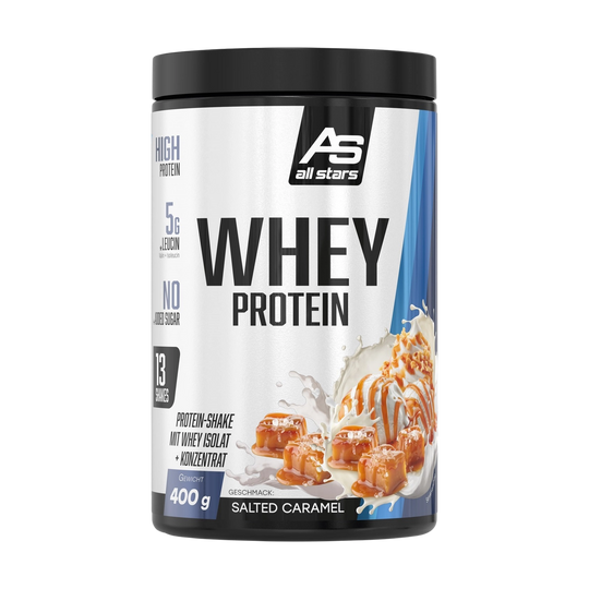 High-quality All Stars 100% Whey Protein powder in a 400g container for muscle recovery and growth