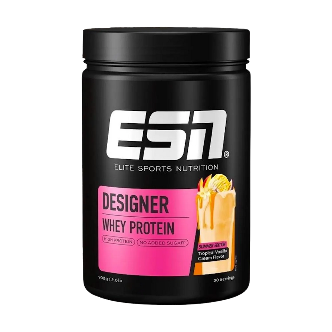 ESN Designer Whey Protein 908g - Front view of the product packaging with logo and product name 