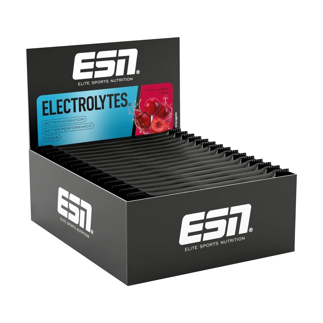 ESN Electrolytes Pro 15x225g product packaging with various electrolyte flavors 