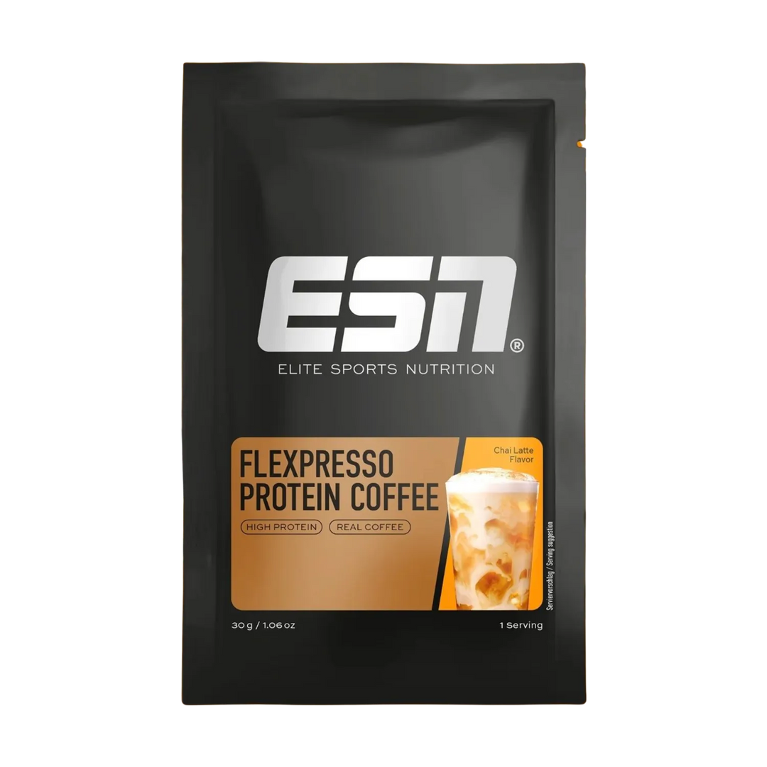 A 30g sample of ESN FLEXPRESSO Protein Coffee, a convenient and delicious protein coffee blend for on-the-go energy and nutrition