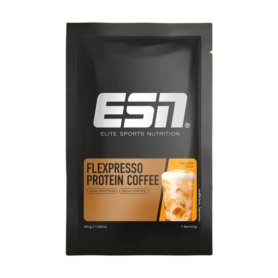 A 30g sample of ESN FLEXPRESSO Protein Coffee, a convenient and delicious protein coffee blend for on-the-go energy and nutrition