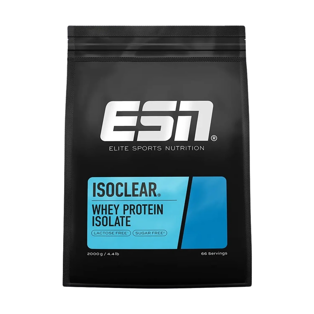 ESN ISOCLEAR Whey Isolate 2000g, premium quality protein powder for athletes and fitness enthusiasts, in a sleek and professional packaging