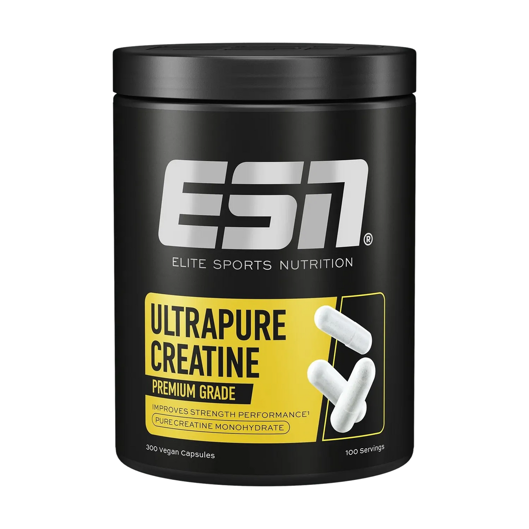 ESN Ultra Pure Creatine Giga Caps containing 90 capsules for enhanced athletic performance and muscle strength