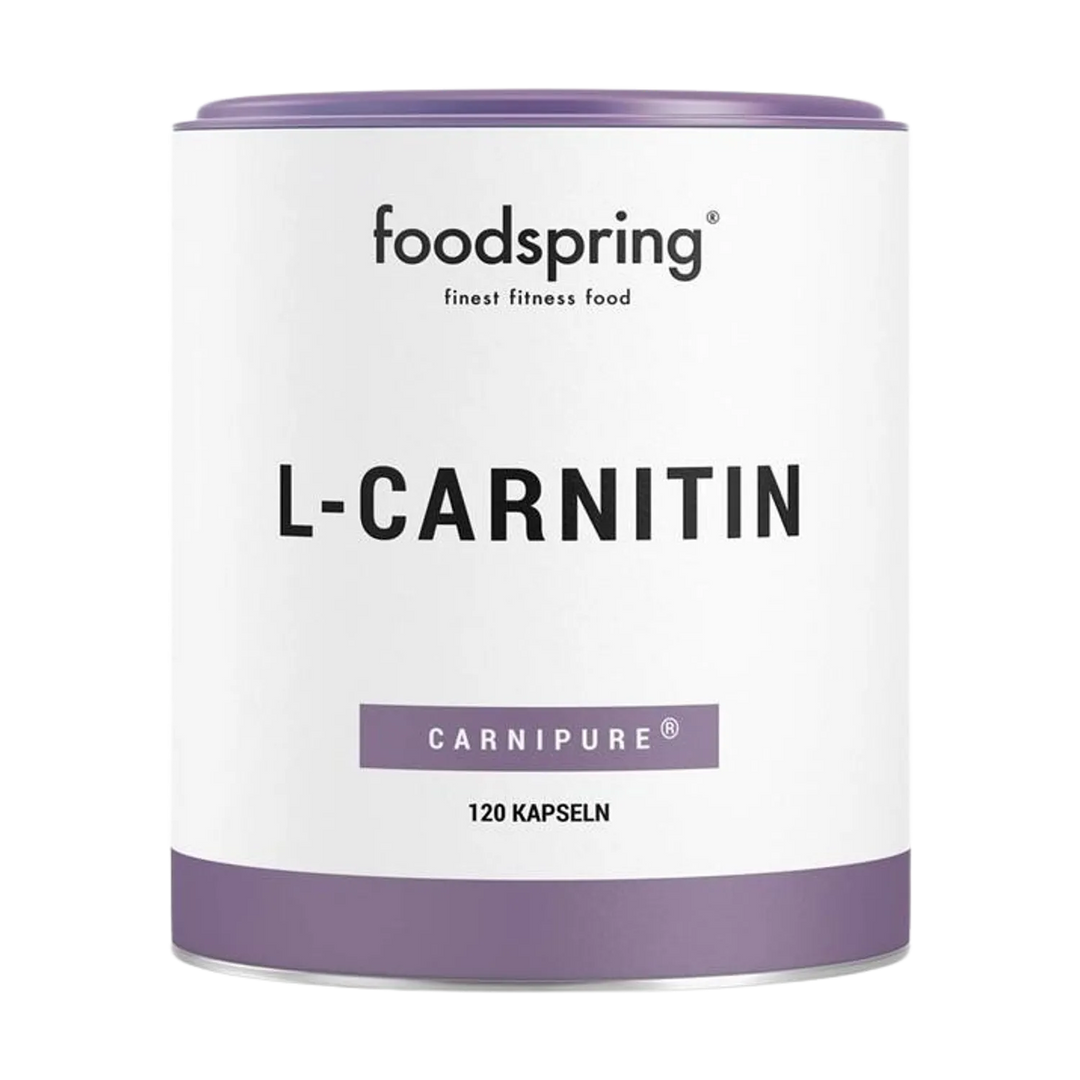 High-quality Foodspring L-Carnitin supplement with 120 capsules for improved fitness and energy levels