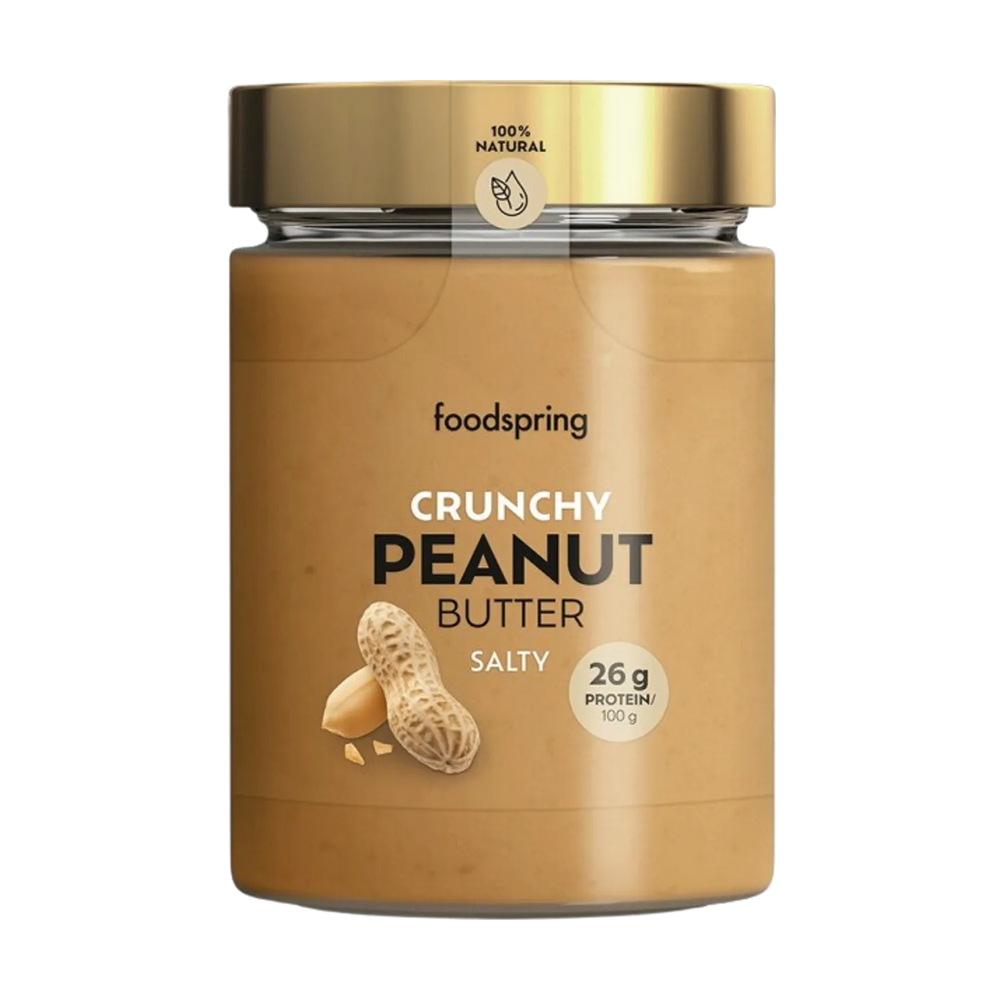 Organic Foodspring Peanut Butter in a 300g jar, made with natural ingredients