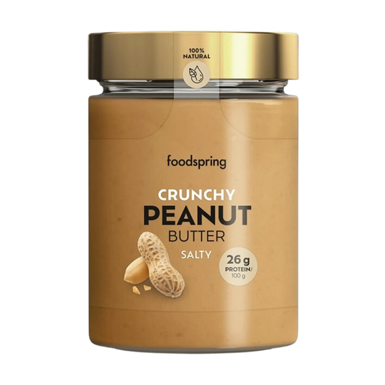 Organic Foodspring Peanut Butter in a 300g jar, made with natural ingredients