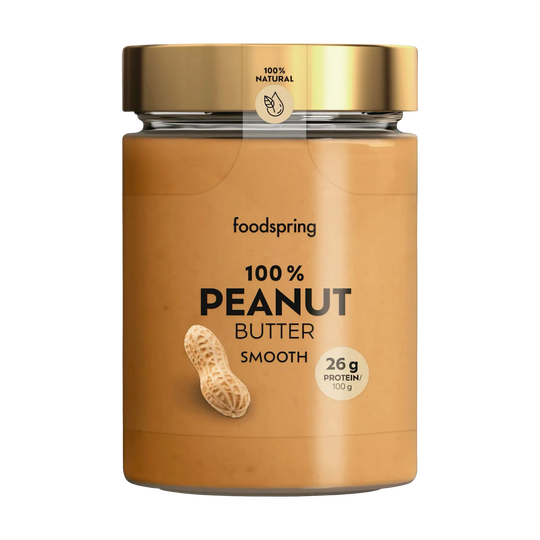 Smooth and creamy Foodspring Peanut Butter in a 300g jar