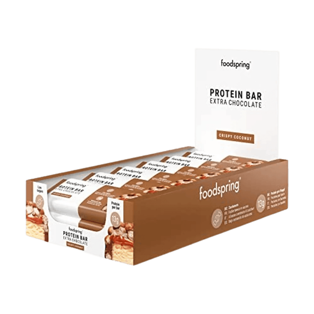 Foodspring Protein Bar Extra Chocolate | 45g - 12x45g / Crunchy Peanut - fitgrade.ch