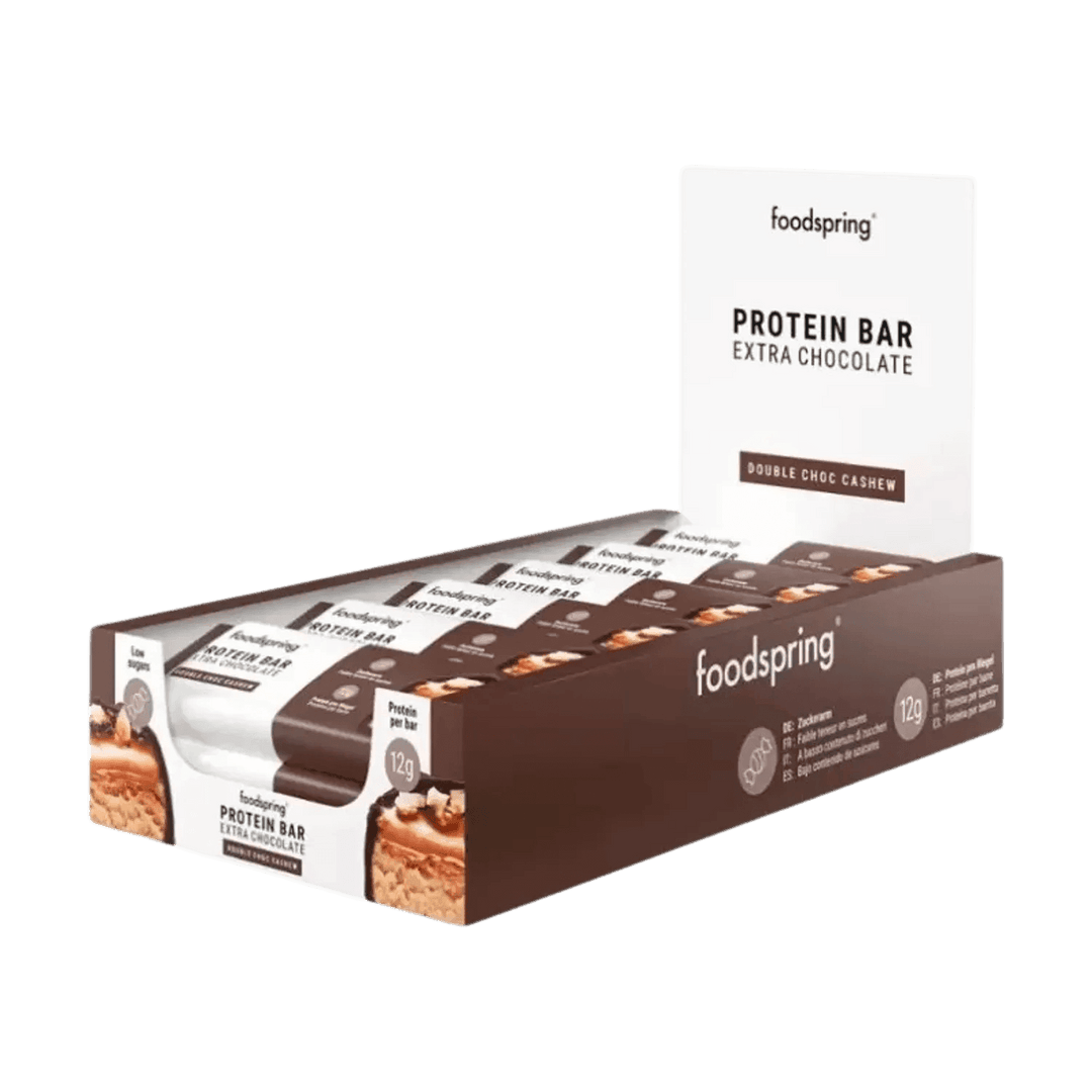 Foodspring Protein Bar Extra Chocolate | 45g - 12x45g / Double Chocolate - fitgrade.ch
