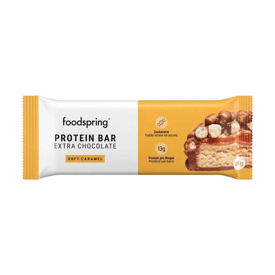 Foodspring Protein Bar Extra Chocolate | 45g - 45g / Soft Caramel - fitgrade.ch