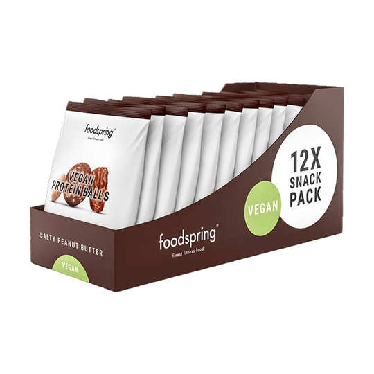 Foodspring Vegan Protein Balls, a 40g snack made with plant-based ingredients