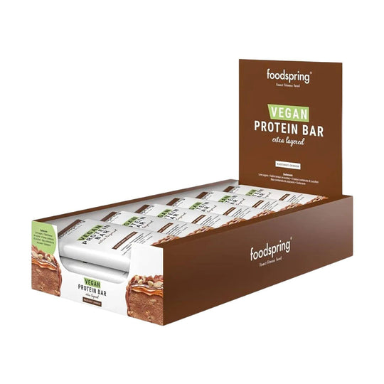 Foodspring Vegan Protein Bar Extra Chocolate | 45g - 12x45g / Hazelnut Crunch - fitgrade.ch