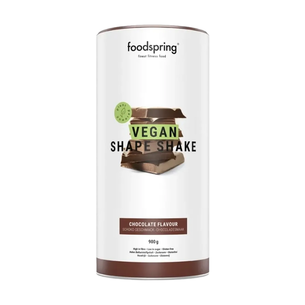  900g tub of Foodspring Vegan Shape Shake 20, high-quality vegan protein blend for fitness and wellness