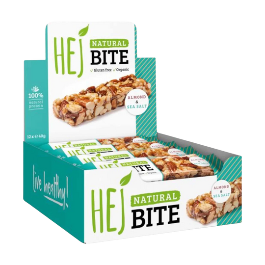 Close-up of delicious and nutritious HEJ Natural Bite (Bio) snack bar