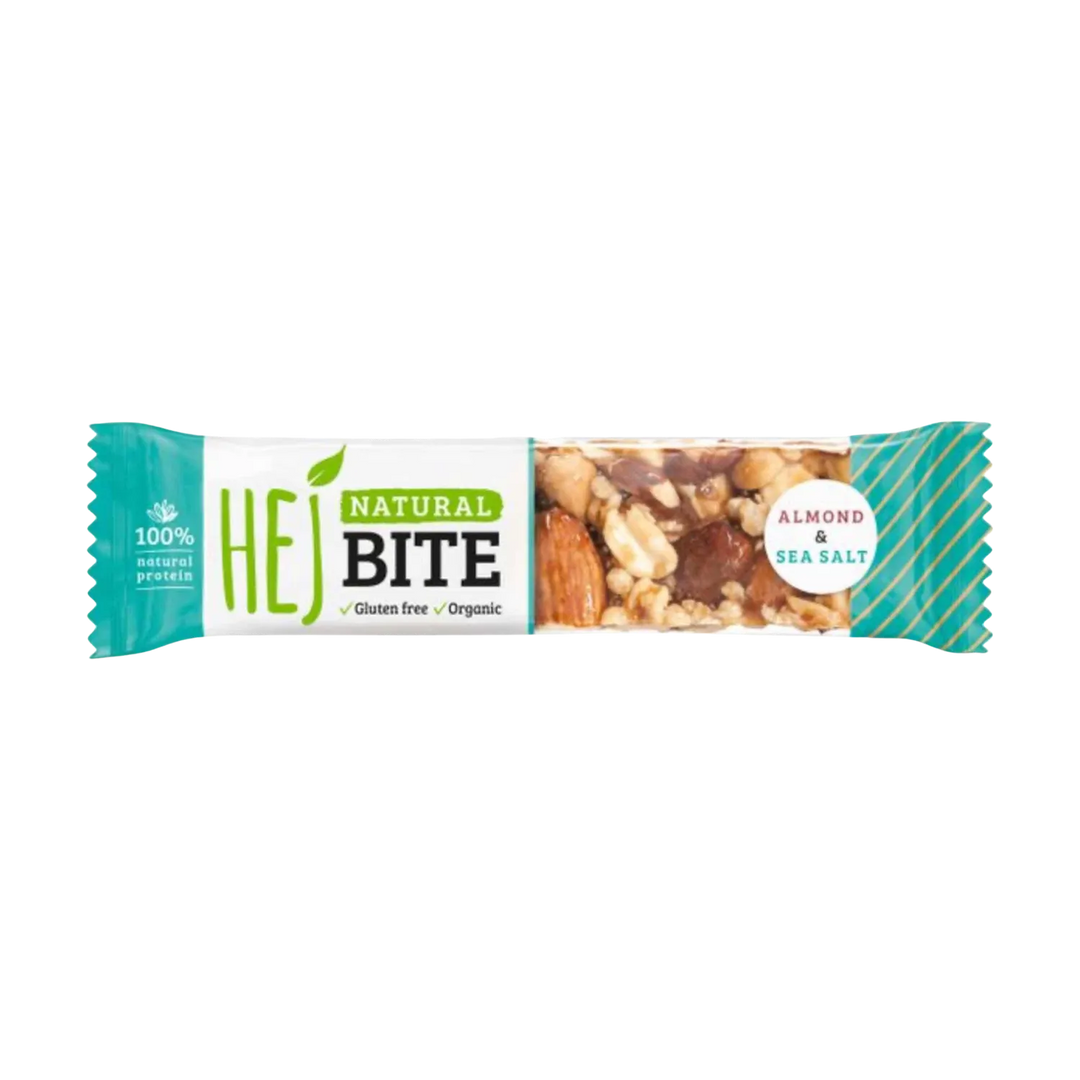 Eco-friendly and sustainable HEJ Natural Bite (Bio) snack bar packaging