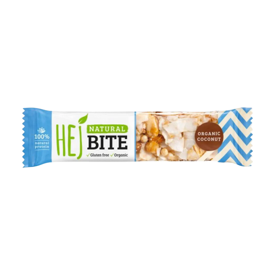 HEJ Natural Bite (Bio) product images alt texts:
Healthy organic fruit and nut bar with chia seeds and almonds