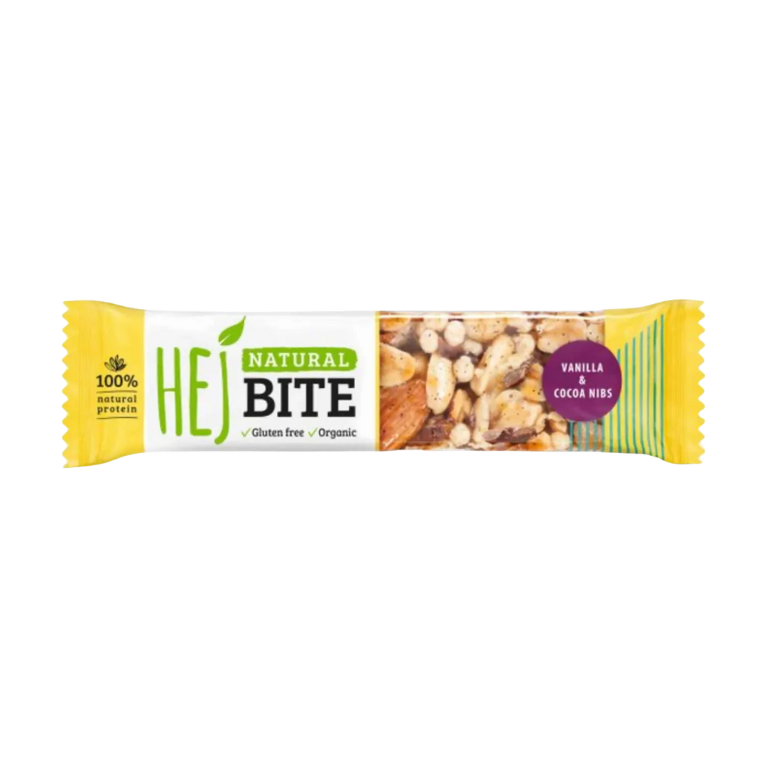 Healthy and satisfying HEJ Natural Bite (Bio) snack bar made with organic ingredients