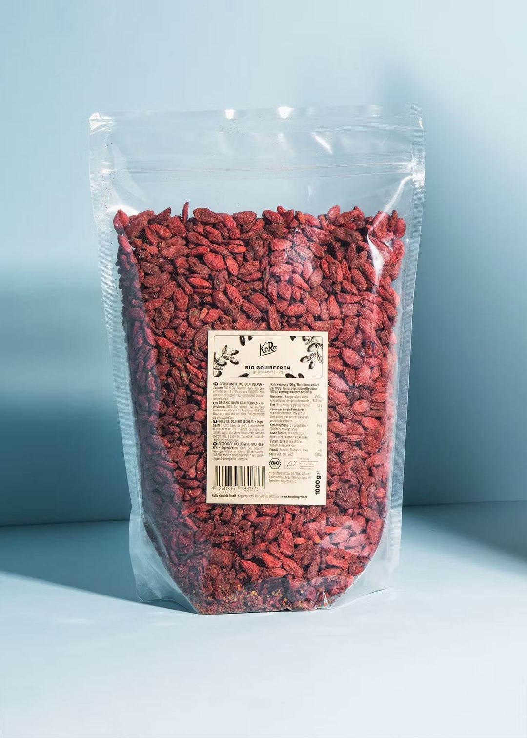 Organic 1kg package of KoRo Bio Goji Beeren, delicious and nutritious superfood