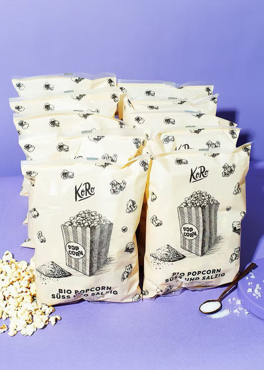 Organic sweet and salty popcorn by KoRo, 90g, perfect for a tasty and satisfying snack