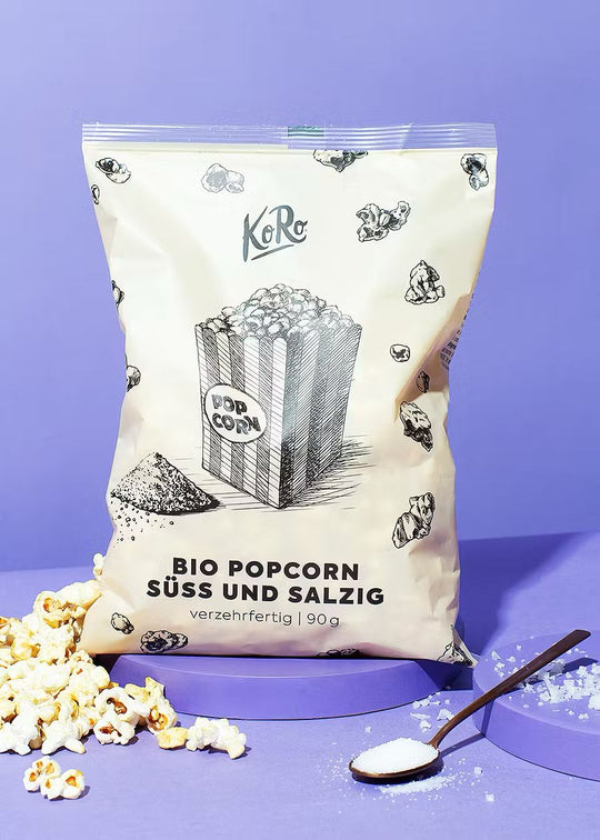 Organic sweet and salty KoRo Popcorn, 90g, perfect for movie nights