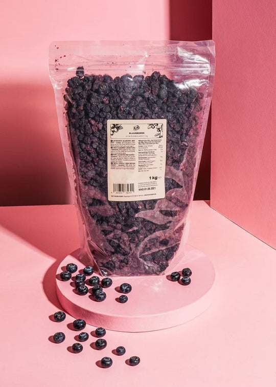 KoRo Blaubeeren ohne Zuckerzusatz in einem 1kg-Beutel, ideal für gesunde Snacks und Backwaren