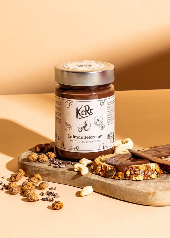 KoRo Erdmandelcreme mit Cashew und Kakao 350g, leckere vegane Aufstrichalternative