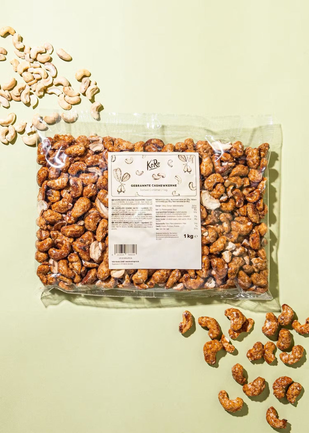 KoRo Gebrannte Cashewkerne Salted Caramel 1kg Pack - front view