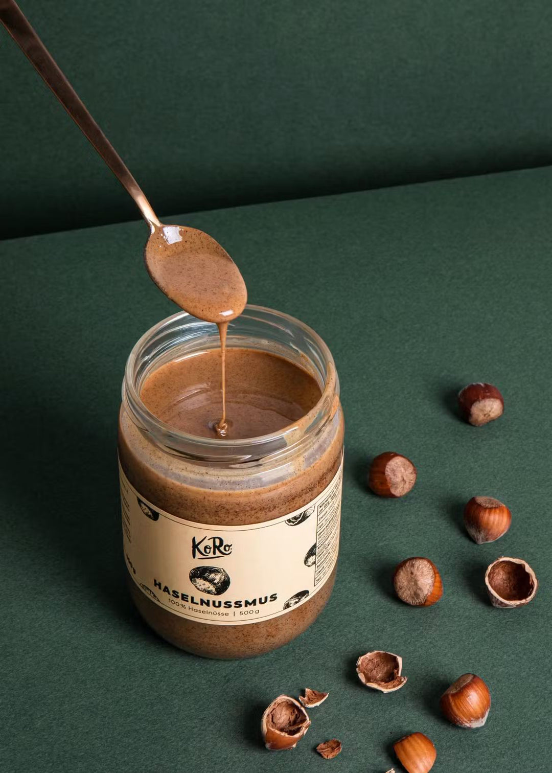 Organic KoRo Haselnussmus, a smooth and creamy 500g hazelnut spread