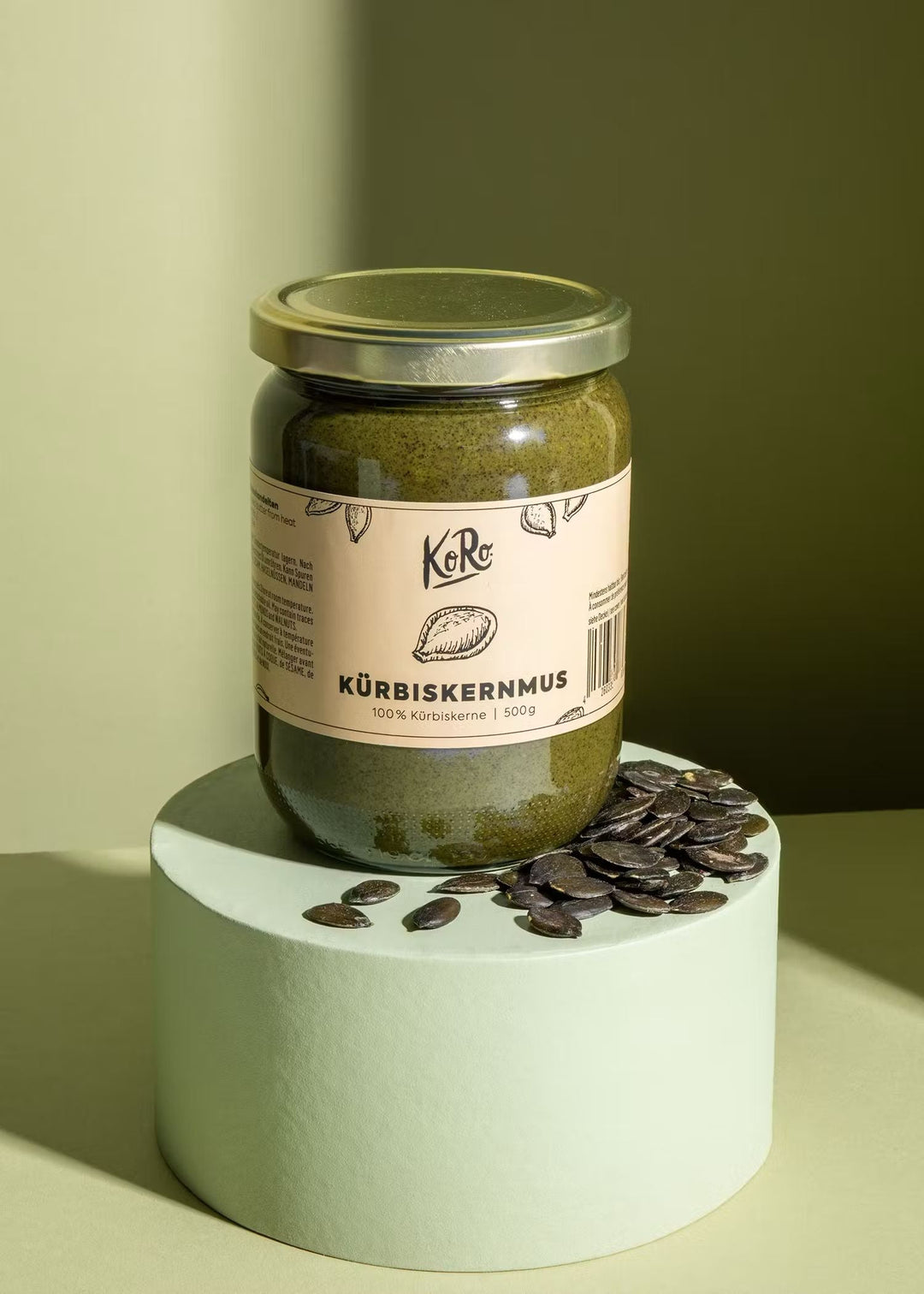 KoRo Kürbiskernmus 500g jar with fresh, organic pumpkin seed spread 