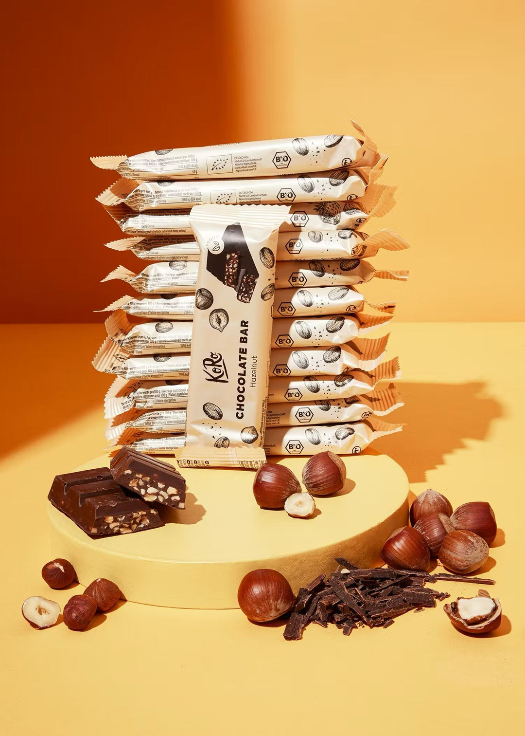 Delicious KoRo Vegan Organic Chocolate Bar with Hazelnuts, 50g - a guilt-free treat for chocolate lovers