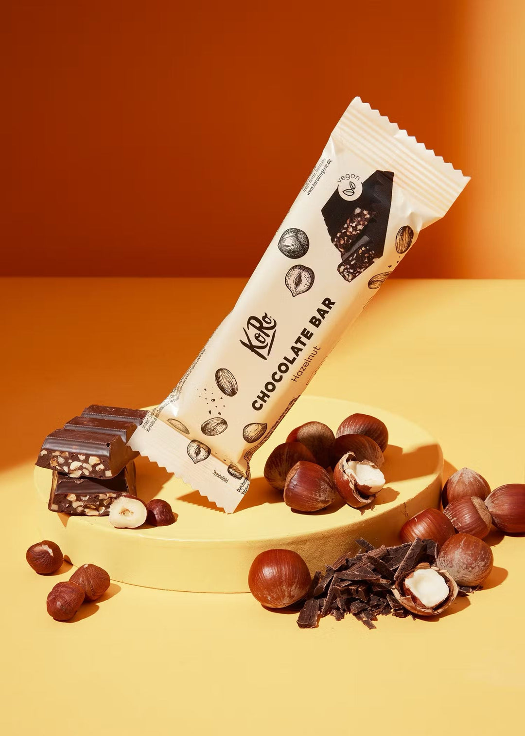 Organic vegan chocolate bar with hazelnuts from KoRo, 50g size