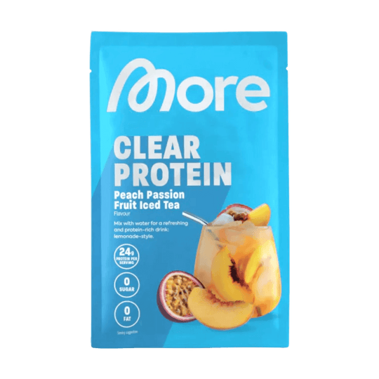 More Nutrition MORE CLEAR SAMPLE | 30g - Peach Passion Fruit Iced Tea - fitgrade.ch