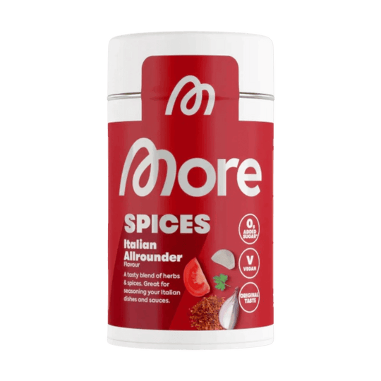 More Nutrition More (not) Spices 110g product on a white background with bold, colorful packaging and clear product name and weight