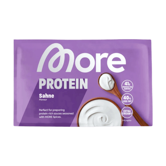 Close-up of More Nutrition Total Protein SAMPLE packaging with 30g serving size