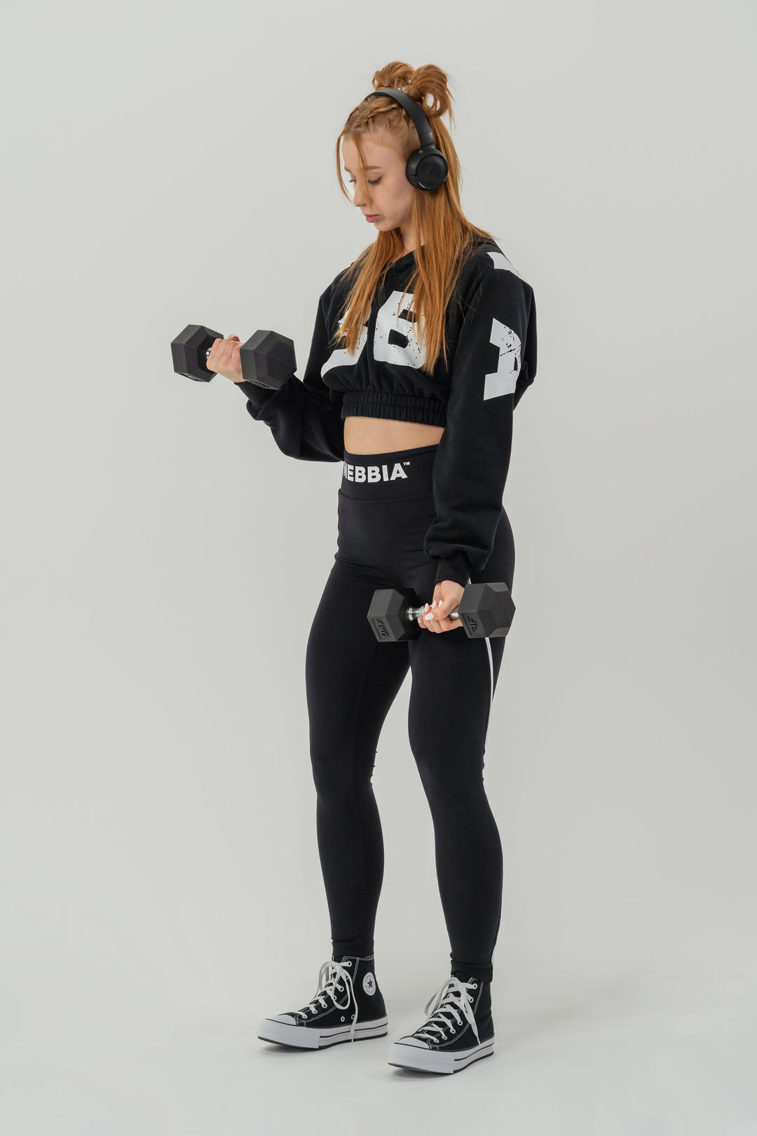 NEBBIA Crop-Top-Hoodie MUSCLE MOMMY - Black / XS - fitgrade.ch