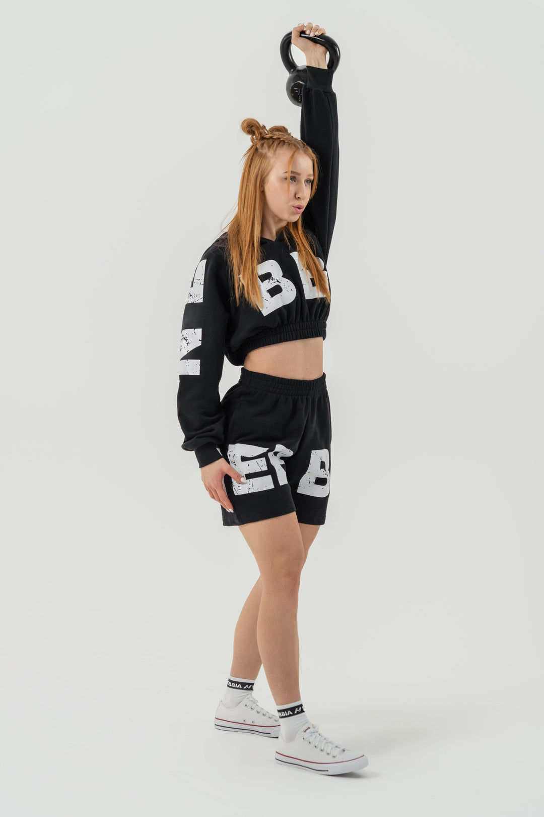 NEBBIA Crop-Top-Hoodie MUSCLE MOMMY - Black / XS - fitgrade.ch