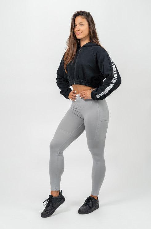 NEBBIA Cropped Zip-Up Hoodie ICONIC - Black / XS - fitgrade.ch