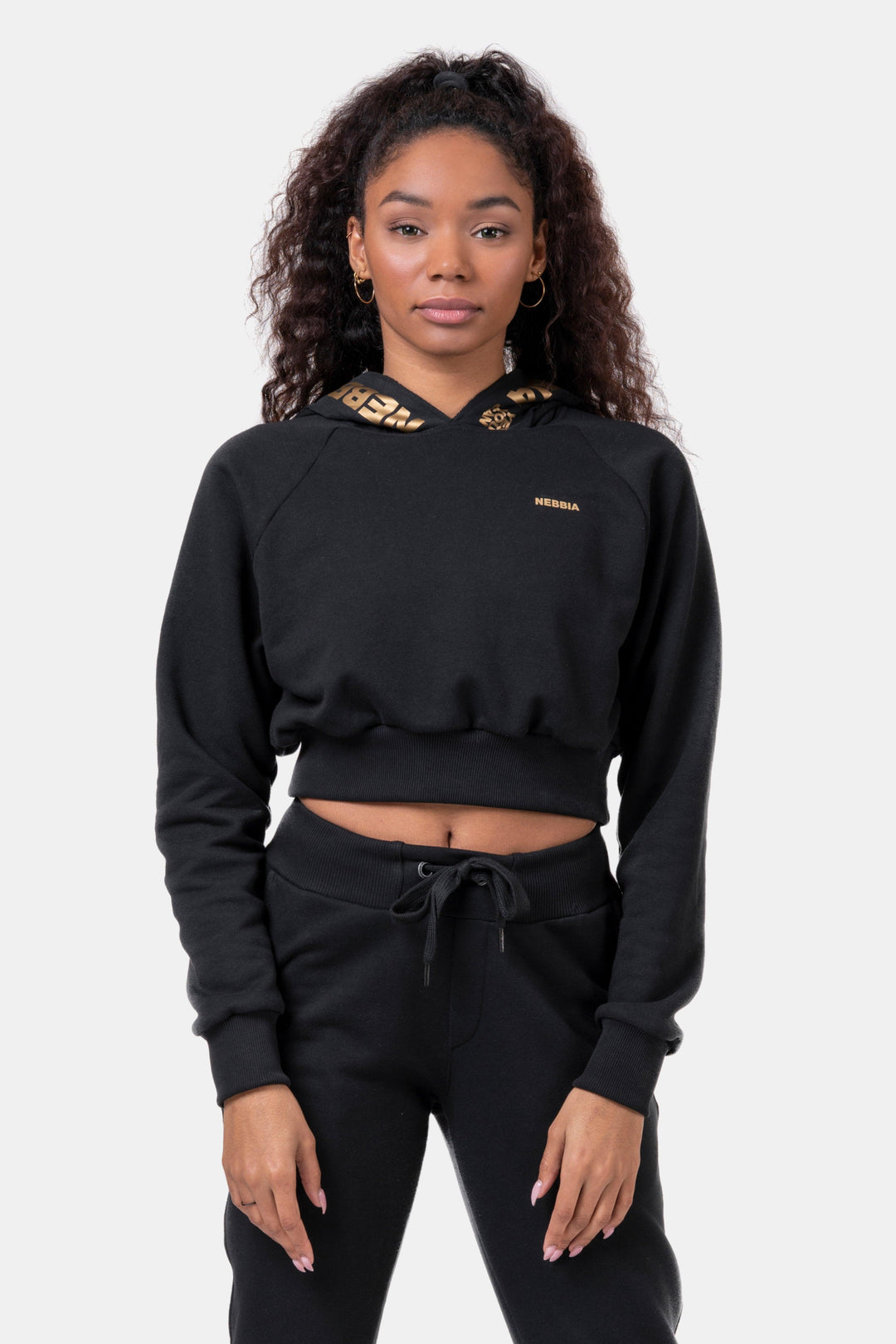 NEBBIA Golden Cropped Hoodie - Black / XS - fitgrade.ch