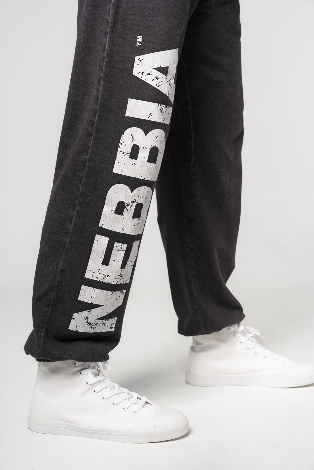 Comfortable and stylish NEBBIA Washed-off Baggy Style Sweatpants GYM BRO in grey color